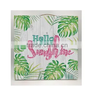 Hello Sunshine Flower Leaf Wreath Spring Hanging Wood Custom Plaque thumbnail-1