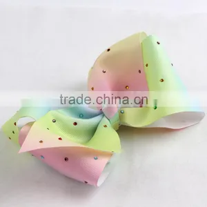 8 Inch Rhinestone Hair Bows With Clip thumbnail-1