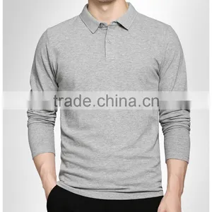 100% Cotton Long Sleeve Mens Slim Fit Printing Embroidery Plain Blank Polo T-shirt thumbnail-1