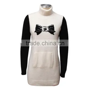 Heavy Jacquard Sweater With Kangaroo Pocket, Long Sweater , Latest Sweater Designs for Girls thumbnail-1