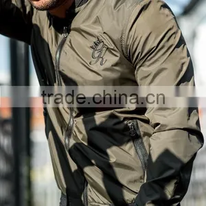Hot Sale Khaki Men's Bomber Jacket 100% Polyester Dri-Fit Performance Full Zip Jacket Lightweight Windbreaker thumbnail-3