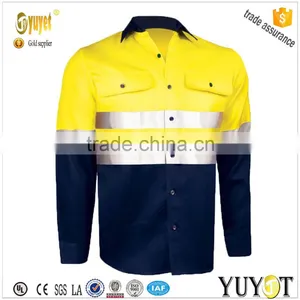 Hi-vis Long Sleeve Essentials Two Tone Cotton Work Shirt With Reflective Tape thumbnail-1