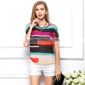 2017 Ladies Shirts Blouses Chiffon Women Short Sleeve Blouses thumbnail-2