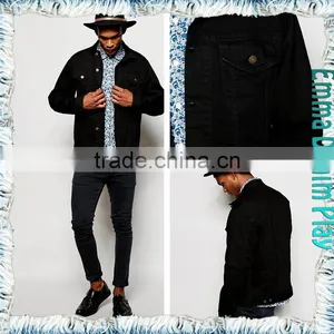 New Arrival Designer Mens Fashion Black Cotton Single Breasted Denim Jackets Coats Manufacturer Wholesale thumbnail-1