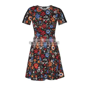 OEM Women Wear Fashion Dress Black Floral Sleeveless Lace Insert Dress thumbnail-5