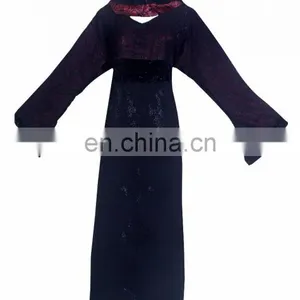 Black & Red Color Lycra (Stretchable) Burkha With Diamond Stone Work & Printed Satin (dubai Abaya 2017) thumbnail-1