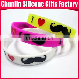 Most Popular Silicone Mustache Bracelet With Debossed Logo thumbnail-1