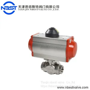 DN15-DN100 Q611F Thread Type Stainless Steel One Piece Pneumatic Ball Valve With Limit Switch thumbnail-1