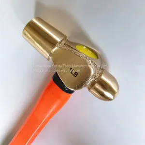 Non Sparking Tools Fiberglass Handle Brass Ball Peen Hammer thumbnail-2