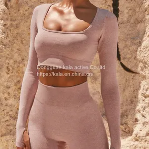 Wholesales Work Out Sets Fitness Seamless Fashion Sport Casual Yoga Pant Suit Customize thumbnail-3