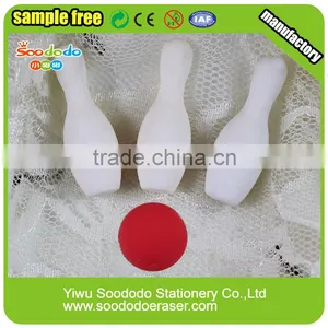 Blister Card Packing Bowling Shaped Eraser Stationery Set thumbnail-1