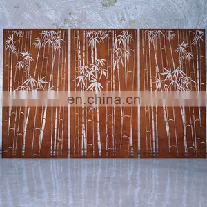 Corten Steel Screen Laser Cut and Engraved 2mm 3mm Thick Pattern Customizable Indoor/outdoor thumbnail-4