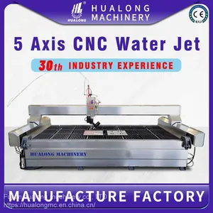 Hualong Hlrj-4020 High Pressure Water Jet 5 Axis Water Cutting Engraving Machine Glass Metal Granite Waterjet Cutting Machine Price Marble Milling thumbnail-1