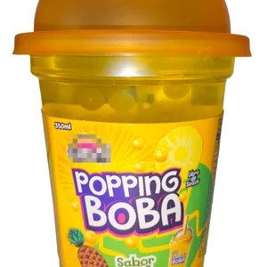 Bubble Tea Cup With Bubble Blends Fruity Pearls Burst Pop With Real Fruit Juice Popburst Bubble Boba Drink thumbnail-1