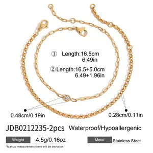 Gold Plated Layered Chain Bracelet for Women Sun Moon Charm Stainless Steel Bracelet Waterproof Adjustable Jewelry Wholesale thumbnail-2