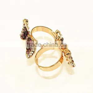 Colorful Crystal Paved Butterfly Nice Design Bow Tie Shape Addustable Ring thumbnail-4
