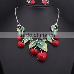 2015 Fashion New Design Big Red Cherry Necklace Sets Quality Choice thumbnail-1