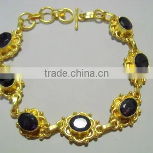 Amethyst Gemstone Metal Bracelets thumbnail-1