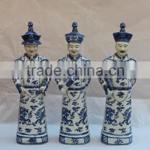 Chinese Antique Blue and White Ceramic Figure Sculpture thumbnail-1