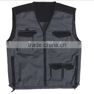 100% Polyester Multi Pockets Men Work Vest for Tools Wholesale thumbnail-1