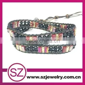 Website Guangzhou Jewelry Factory Wholesale Gay Pride Beaded Leather Bracelet thumbnail-5