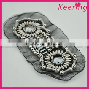 Hot Sale Handmade Fashion Pearl Beaded Applique Patches for Clothes WPH-1831 thumbnail-3