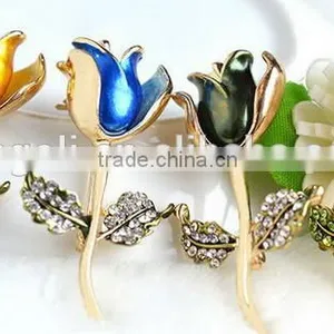 2015 Newest Dry Painting Decorative Crystal Flower Rose Brooch thumbnail-1