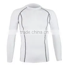 92% Polyester 8% Spandex (Lycra) Plain White Full Sleeves Compression Shirt / Rash Guard With Grey Color Stitching Work thumbnail-1