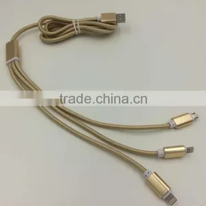 Aluminium Alloy 3 in 1 Charging Cable for IPhone 6 Micro Usb and Type c Mobile Phone thumbnail-5