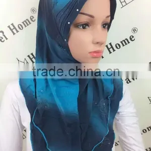 H276 New Style Two Tone Hijab With Crystals thumbnail-2