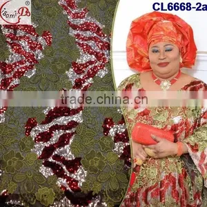 CL6668 New Design Good Price Sequins Lace Fabric, French Lace for 5 Yards thumbnail-1