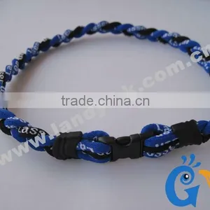 Cheap Tri Braided Weave Titanium Sports Men Silicone Rubber Necklace thumbnail-3