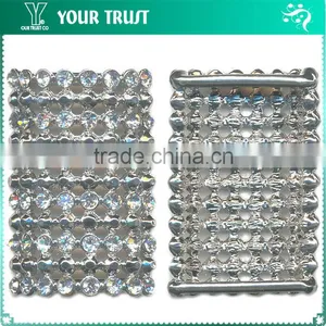 Crystal Rhinestone Triangle Black Acrylic Stone Connector Rhodium Metal Belt Buckle thumbnail-6