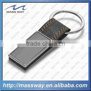 Custom Blank Promotion Metal Zinc Alloy Real Brown Genuine Leather Keychain thumbnail-1