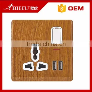 High Fashion Wood Grain Switch Socket With Neon for UK, Universal, 2 Pin and 3 Pin thumbnail-2
