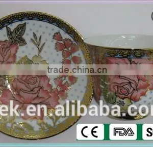 Colored Cafe Tea Cup and Saucer thumbnail-1