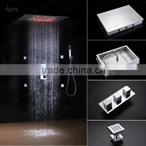 Chrome Finish Led Shower Faucet Embed Ceiling Square Shower Set Stainless Steel Shower Head With Led Hydro Power Lights thumbnail-4