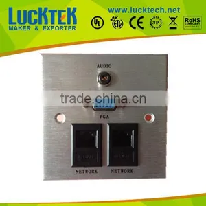 Metal Faceplate Wallplate With 2x RJ45 Network and VGA, Audio thumbnail-1