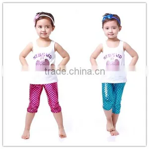 Children Clothes 2016 Summer Girls Boutique Clothing Sexygirl Mermaid Dress With Scale Shorts thumbnail-1