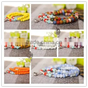 Mixed Color - 108 Prayer Beads Bracelet Porcelain Buddhist Vintage Style Meditation Mala Beads thumbnail-4