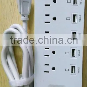 US Plug 6-Outlet AC Power Strip Surge Protector With 6USB Charging Ports thumbnail-1