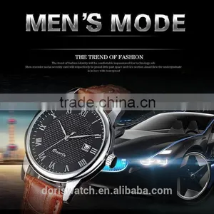 High Quality Men Watches Customized Leather Strap Big Dial Colck Hours Quartz Watches thumbnail-1