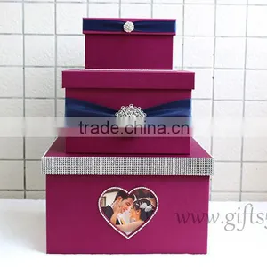 Elegant Purple Wedding Card Box in Handmade With Photo Frame thumbnail-3