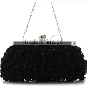 China Wholesale Elegant Fashion Party Bag Black Lace Evening Bags thumbnail-1