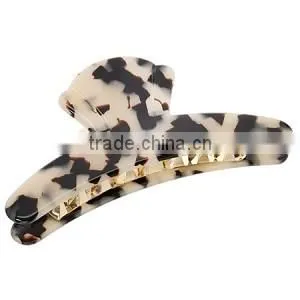 TORTOISE SHELL CELLULOSE ACETATE CLASSIC JAW CLIP WITH METAL TOOTH thumbnail-4