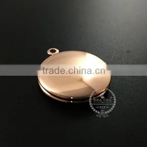 33MM Rose Gold Plated Brass Round Photo Locket Vintage Style Fold Photo Locket Pendant Charm 1110025 thumbnail-1