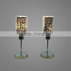 Chrome Metal Base And Stem With Beautiful Sparkle Glass Lampshade Bedside Table Lamp Decorative Table Lamp thumbnail-1