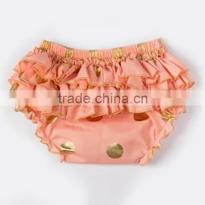 2016 Baby Bloomer Wholesale Price Cotton Baby Girl Flower Bloomer Top Quality Kids Gold Polk Dot x Bloomer From China thumbnail-2