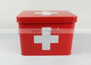 PT Medicine Storage Box Metal Red With White Cross Large thumbnail-1
