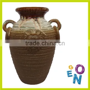 Cheap Handle Polished Clay Ceramic Vase Urns thumbnail-4